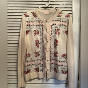 Tory Burch Silk-Front Cardigan
